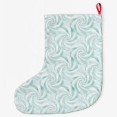 Aqua Mint White Swirls Grote Kerstsok (Achterkant)