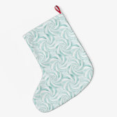 Aqua Mint White Swirls Grote Kerstsok (Achterkant (Hangend))