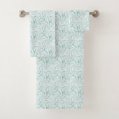 Aqua Mint White Swirls Kerstmis Bad Handdoek (Insitu)