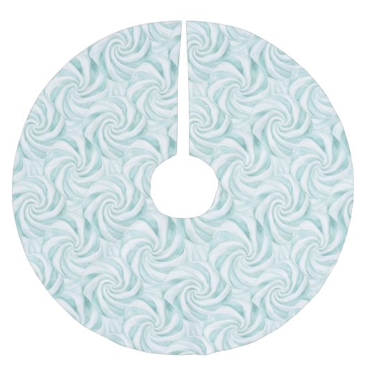 Aqua Mint White Swirls Kerstmis Kerstboom Rok (Voorkant)