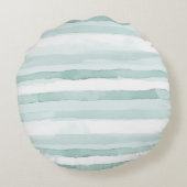 Aqua Mint White Swirls Kerstmis Rond Kussen (Achterkant)
