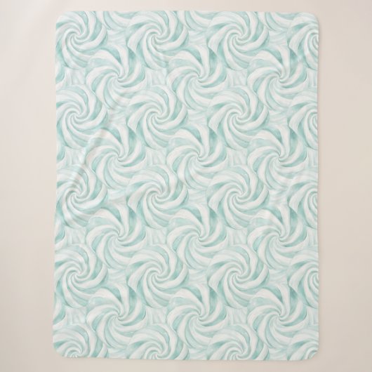 Aqua Mint White Swirls Kerstmis Sherpa Deken (Voorkant)