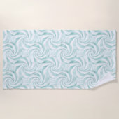 Aqua Mint White Swirls Strandlaken (Voorkant)