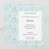 Aqua Mint White Swirls Verjaardag Kaart (Voorkant / Achterkant)