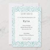 Aqua Mint White Swirls Verjaardag Kaart (Voorkant)