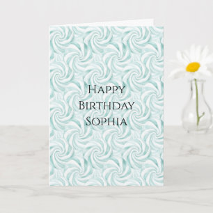 Aqua Mint White Swirls Verjaardag Kaart