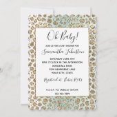 Aqua Mint Wit Goud Glam Glitter Luipaard Kaart (Voorkant)