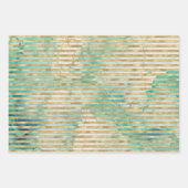 Aqua Mint Wit Goud Kerstboom Inpakpapier Vel (Voorkant 2)