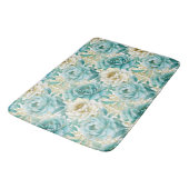 Aqua Mint Witte Bloemen Badmat (Gekanteld)