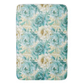 Aqua Mint Witte Bloemen Badmat (Voorkant Verticaal)