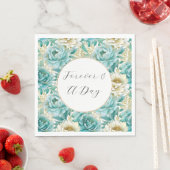 Aqua Mint Witte Bloemen Bruiloft Servet (Insitu)