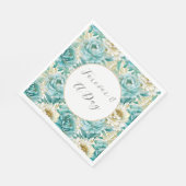 Aqua Mint Witte Bloemen Bruiloft Servet (Hoek)