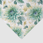 Aqua Mint Witte Bloemen Bruiloft Tissuepapier (Detail)