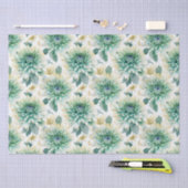 Aqua Mint Witte Bloemen Bruiloft Tissuepapier (Craft)