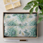 Aqua Mint Witte Bloemen Bruiloft Tissuepapier (Geschenk)