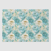 Aqua Mint Witte Bloemen Bruiloft Tissuepapier (Voorkant)