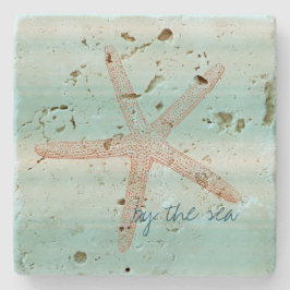Aqua Mint Witte Strand Vibe Zeester Stenen Onderzetter