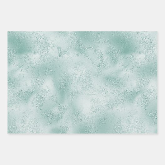 Aqua Mint Zebra Print Confetti Glitter Inpakpapier Vel (Voorkant 2)