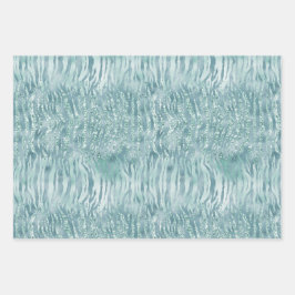 Aqua Mint Zebra Print Confetti Glitter Inpakpapier Vel