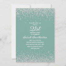 Aqua Mint Zilver Diamant Glitter 21e Verjaardag