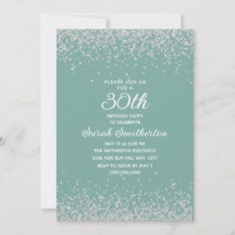 Aqua Mint Zilver Diamant Glitter 30ste Verjaardag