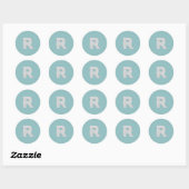 Aqua Mint Zilver monogram letter R glitter Ronde Sticker (Vel)