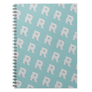 Aqua Mint Zilver monogram letter R Notitieboek