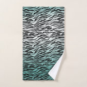 Aqua Mint Zwart Zebra Print Ombre Bad Handdoek (Handdoek)