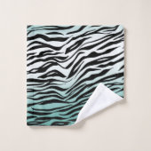 Aqua Mint Zwart Zebra Print Ombre Bad Handdoek (Wasdoekje)