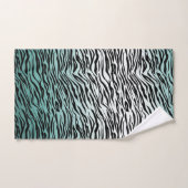Aqua Mint Zwart Zebra Print Ombre Bad Handdoek (Handdoek)