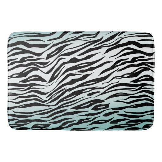 Aqua Mint Zwart Zebra Print Ombre Badmat (Voorkant)