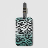 Aqua Mint Zwart Zebra Print Ombre Bagagelabel (Voorkant (verticaal))