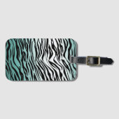 Aqua Mint Zwart Zebra Print Ombre Bagagelabel (Voorkant (horizontaal))