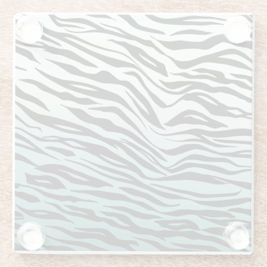 Aqua Mint Zwart Zebra Print Ombre Glazen Onderzetter (Achterkant)