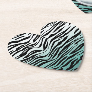 Aqua Mint Zwart Zebra Print Ombre Kartonnen Onderzetters