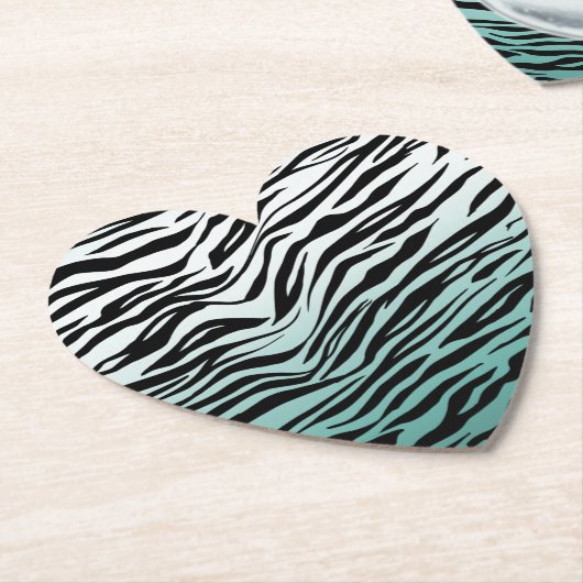 Aqua Mint Zwart Zebra Print Ombre Kartonnen Onderzetters (Gekanteld)