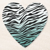 Aqua Mint Zwart Zebra Print Ombre Kartonnen Onderzetters (Voorkant)