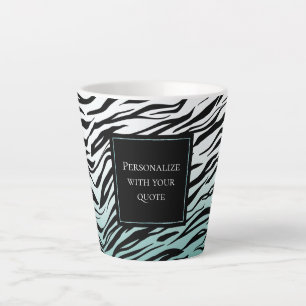 Aqua Mint Zwart Zebra Print Ombre Latte Mok