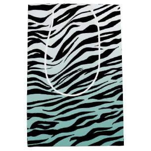 Aqua Mint Zwart Zebra Print Ombre Medium Cadeauzakje