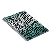 Aqua Mint Zwart Zebra Print Ombre Notitieboek (Rechterzijde)