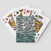 Aqua Mint Zwart Zebra Print Ombre Pokerkaarten (Achterkant)