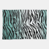 Aqua Mint Zwart Zebra Print Ombre Theedoek (Horizontaal)