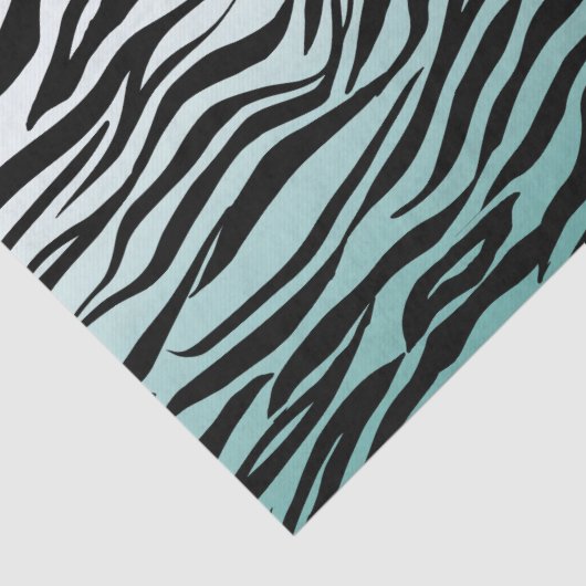 Aqua Mint Zwart Zebra Print Ombre Tissuepapier (Detail)
