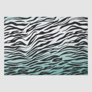 Aqua Mint Zwart Zebra Print Ombre Tissuepapier