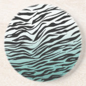 Aqua Mint Zwart Zebra Print Ombre Zandsteen Onderzetter (Voorkant)