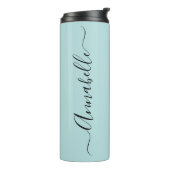 Aqua Mintgroene Gepersonaliseerde Naam Thermische Thermosbeker (Gedraaid links)