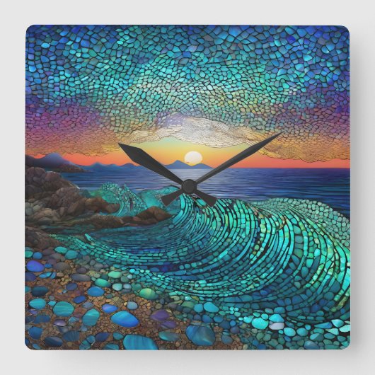 Aqua Mirage Vierkante Klok (Voorkant)