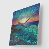 Aqua Mirage Vierkante Klok (Hoek)