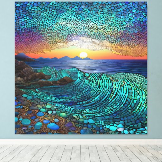 Aqua Mirage Zeegezicht Canvas Afdruk (Insitu (Houten vloer))