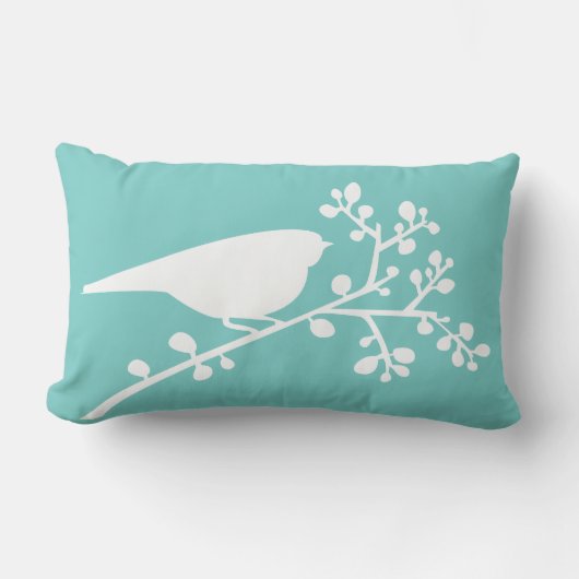 Aqua Mod Single Bird en Berries {kies uw kleur} Kussen (Voorkant)